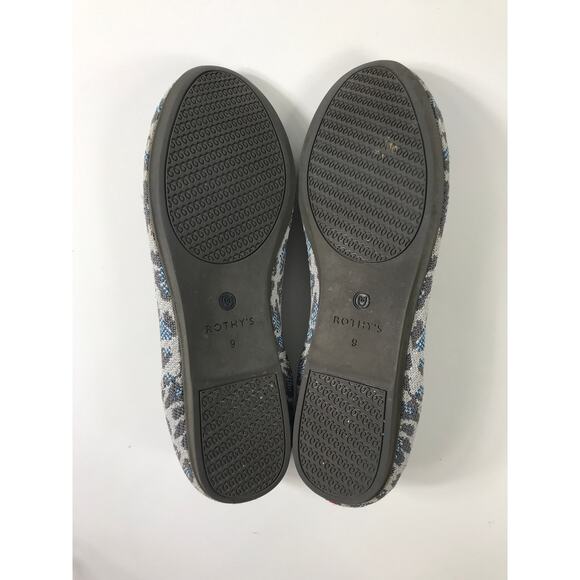 Rothy's Women's 9 Flats Gray Blue Animal Print Casual Comfy Slip op Travel Vaca - Picture 6 of 8